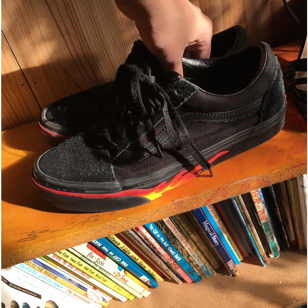 Vans with Flames on the sides.